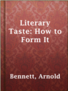 Imagen de portada para Literary Taste: How to Form It